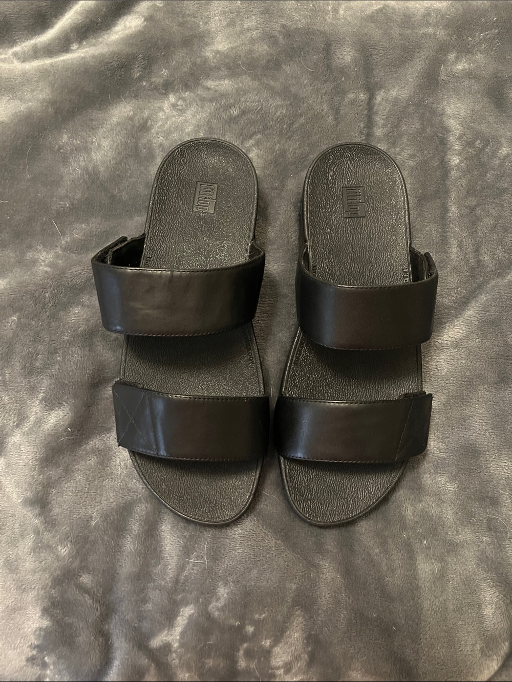 Fitflop Black Double-Strap Slide Sandals